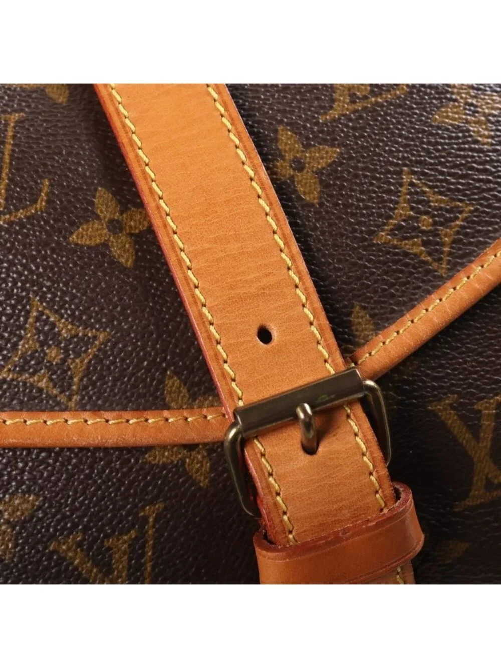 Louis Vuitton Monogram Saumur 35 Shoulder Bag Brown Leather
